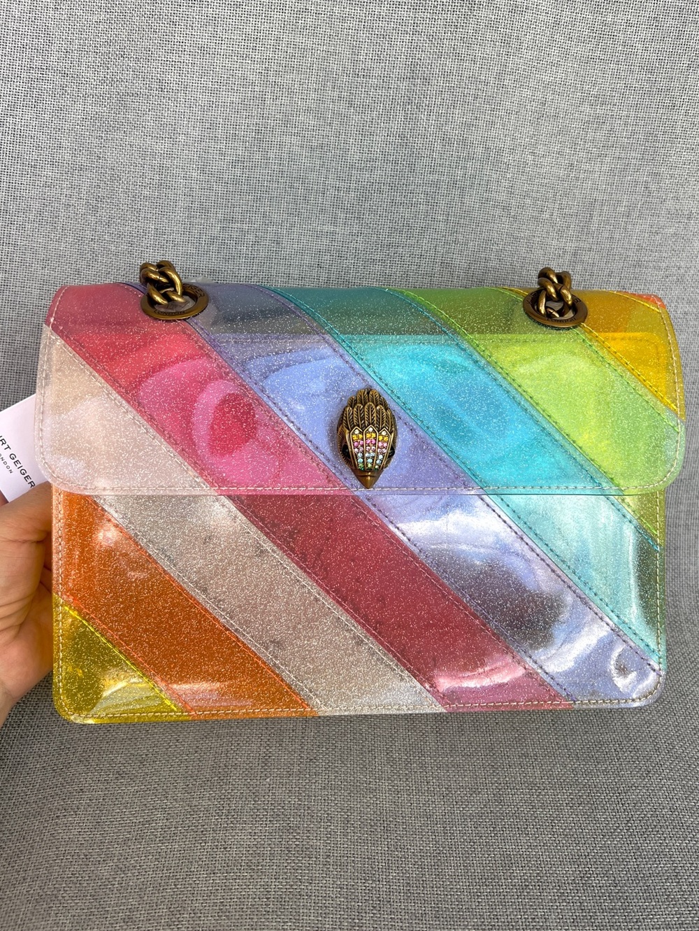 Kensington Vinyl CLEAR RAINBOW GLITTERED crossbody / shoulder bag - Picture 4 of 17
